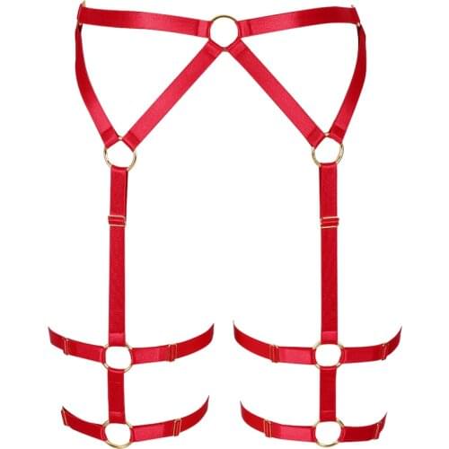 Elastic Strap Stockings Garter Belt Steampunk Gothic Women Body Cage Harness Fashion Hollow Out Lingerie Plus Size Cosplay Wear