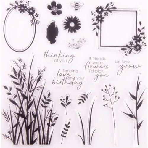 Flower Frame Silicone Clear Seal Stamp DIY Scrapbooking Embossing Photo Album E56C
