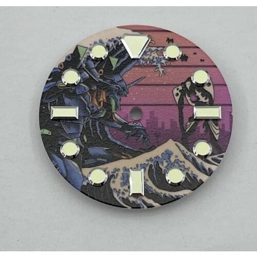 Watch Parts 28.7mm Gradient Red Dial Luminous Marks Date Week Display Watch Dial Fit Japan NH36 Movement