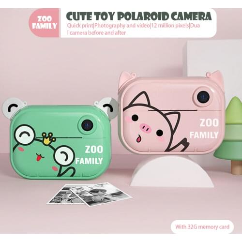 Kids Camera Instant Print Rechargeable 1080P HD Digital Video Camcorder Double Lens Mini Camera with 32G SD Card for Boys Girls