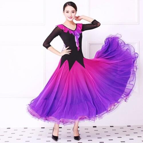Long ballroom dress standard dance dresses for ballroom dancing waltz dress rumba dance costumes dance clothes luminous dress