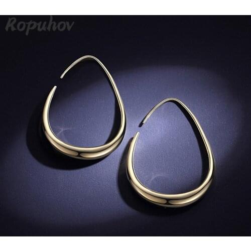 ROPUHOV 2021 Jewery Trendy Korean Golden Color Long Earring Fashion Vintage Elegant Earring For Office Lady