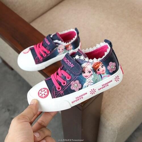 Disney girls cartoon Elsa breathable non-slip soft Casual Shoes Frozen shoes sports fur shoes girls toddler sneakers