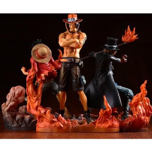 3pcs One Piece Anime Action Figure Model Monkey D Luffy Ace Sabo Three Brothers Pvc Collection Toy Doll Children Holiday Gift