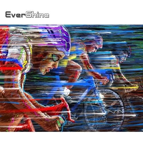 EverShine Diamond Embroidery Cyclist Picture Of Rhinestones Diamond Painting Game Cross Stitch Diamond Mosaic Wall Decoration
