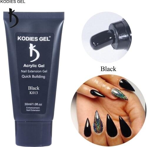 KODIES GEL Nails Poly Nail Gel Black 30ML Professional Semi Permanent Varnish Gels for Extension Builder Acrylic Painting Polish