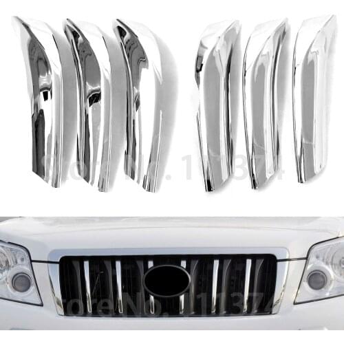 Chrome Front Grille Cover Trim For Toyota Land Cruiser 150 Prado 2010 2011 2012 2013 Decoration Frame Accessories