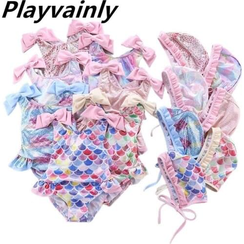 Baby Girls Swimming Wear Rainbow Colorful Shinne Star Cute one piece Swimsuits with hat Children Fashion Swimwear E20198