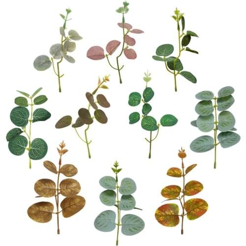 2pc Artificial Plant Eucalyptus Leaves Plastic Green Plants Fake Eucalyptus Leaves DIY Home Wedding Forest Style Decorations