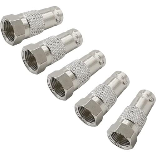 Metal BNC Female Jack to F-Type Male Plug RF Radio Antenna Coax Adapter F Male to BNC Female Coax Jack Connector 5/2/1Pcs