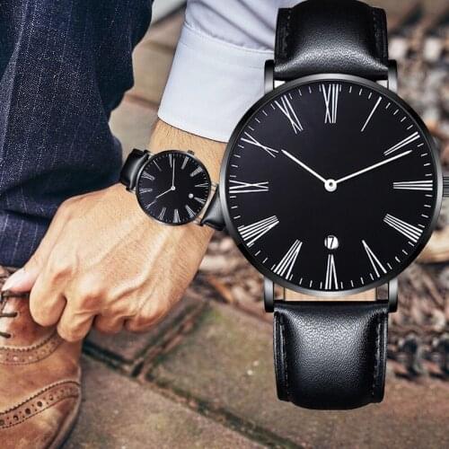 Mens Fashion Simple Business Casual Watch Quartz Wrist Watch Leather Strap Wristwatch Minimalist Casual Clock Men Relogio