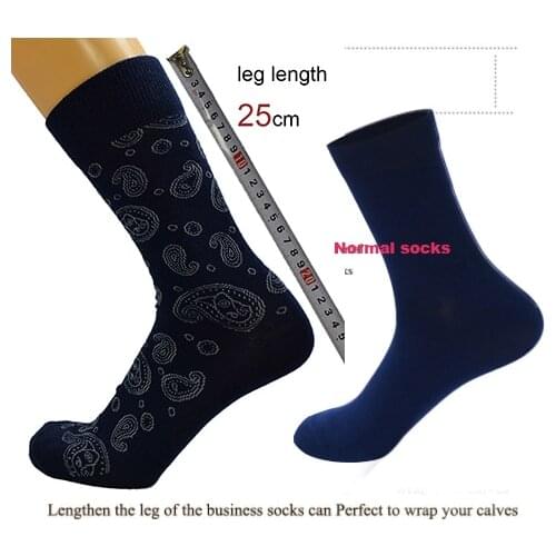 Fcare 1 pairs 39-43 blue combed mid calf cotton sokken calcetines hombre meias masculino long leg crew men business socks