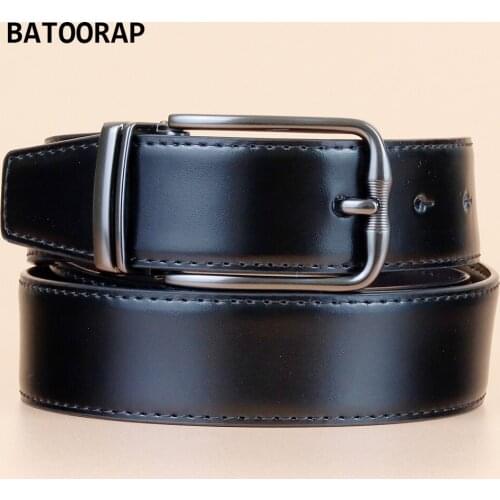 Mens Leather Belt Moustache Pin Buckle Black And Brown Double-Side Waist Strap Male Fashion Belts 33MM Width ZKYY-HB003