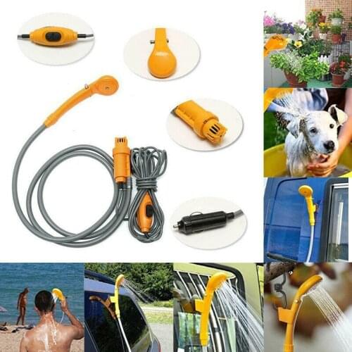 USB Portable Camping Shower Bag Kit Car Washer DC 12V Pressure Electric Washing Travel Outdoor Hiking Flowering Plants