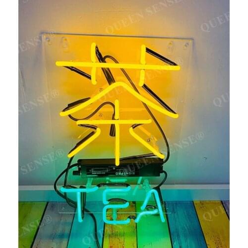 14“ Chinese Tea Acrylic Custom Neon Light Lamp Sign Beer Bar Handmade Real Glass Decorate Home Wall Room Windows Tube Artwork