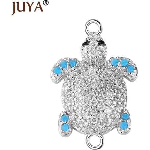 Jewelry making supplies gold rose gold luxury zircon rhinestone turtle connector for jewelry making sea turtle pendants