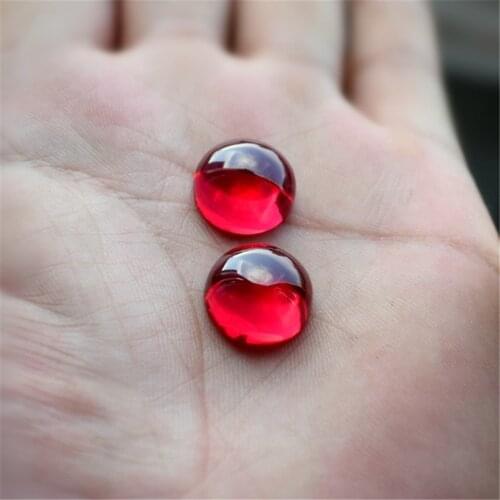 Ruby Round Cabochon Blood-red Smooth Polished Surface Flat Back Blood-red Ruby Multiple Sizes to Choose GR78