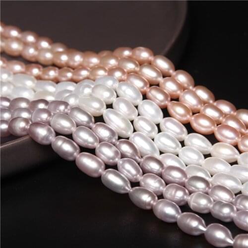 High Luster Natural Freshwater Oval Pearls Beads 7-8mm Long Punch Pearls Loose Beads For Jewelry Making DIY Bracelet Elegant 14"