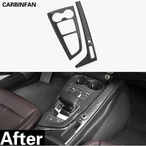 Car Styling Carbon Fiber Car Control Gear Shift Panel Decorative Frame Cover Trim For Audi a4 b9 2016 2017