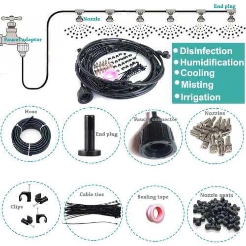 HEMAN Outdoor Coolig Patio Misting System 6/9/12/15/18M Fan Cooler Water Mist Gardenhouse Spray Hot Fog Misting System