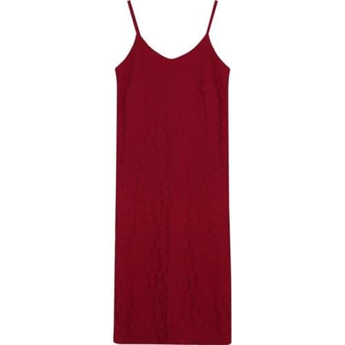 PERHAPS U Black Red V Neck Solid Straight Spaghetti Strap Long Midi Dress Elegant D1698