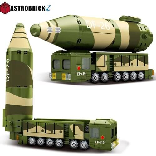 World WW2 DF-26 Medium-Range Ballistic Missile Accessories Truck MOC Building Blocks Military Series Bricks Model Toys Kid Gifts