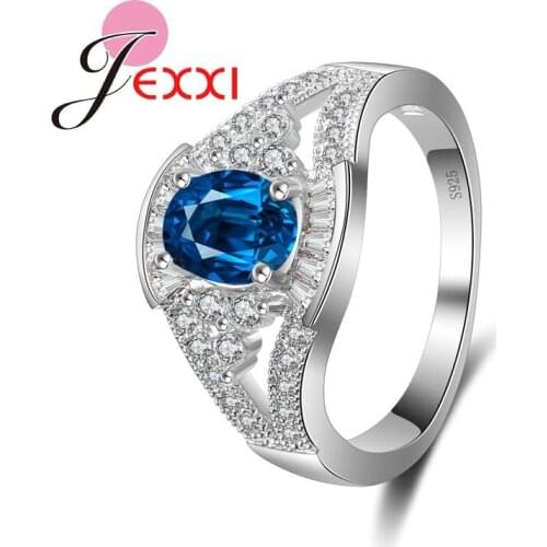 925 Sterling Silver AAA Cubic Zircon Crystal Fashion Rings For Women Engagement Jewelry Simple Bridal Wedding Jewellery