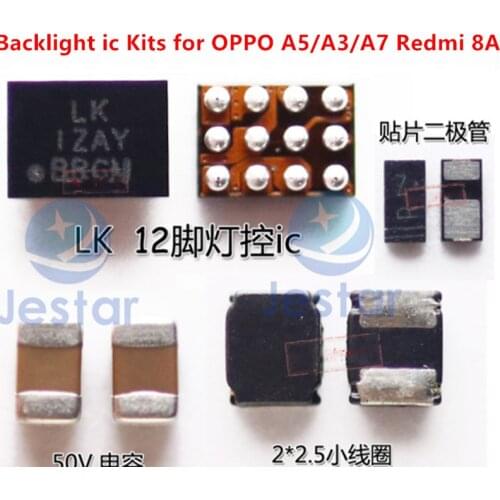 10pcs LK 12pin light control backlight IC boost coil diode capacitance for OPPO A5 A7 A3 Redmi Note 8