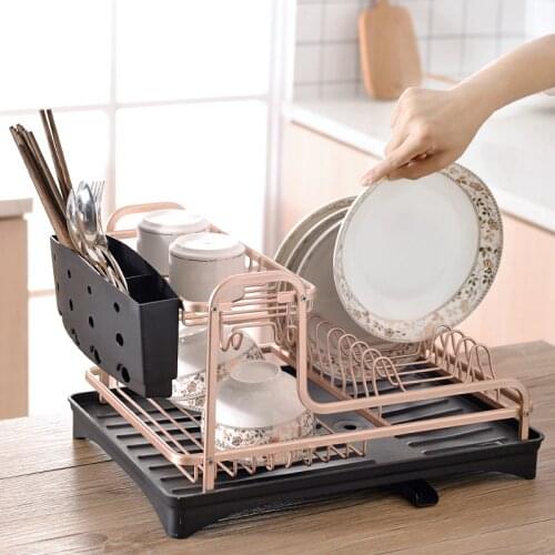 Stainless steel aluminum dish drying rack kitchen tableware storage rack sink accessories drain plate rack CY52909