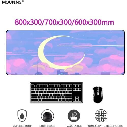 Anime Mouse Pad Pink Moon Landscape Mousepad Gamer Keyboard Gaming Accessories Kawaii Deskmat Computer Table Rubber DropShipping