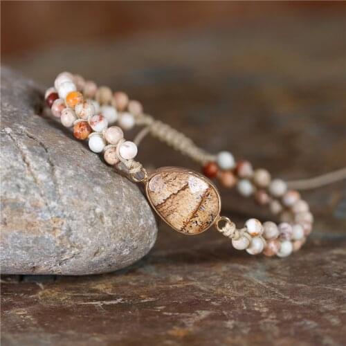 BOHO Beaded Braided Bracelets Charm Natural Stone Wrap Bracelet Bohemian Weaving Stackable Bracelet Jewelry Wholesale Dropship