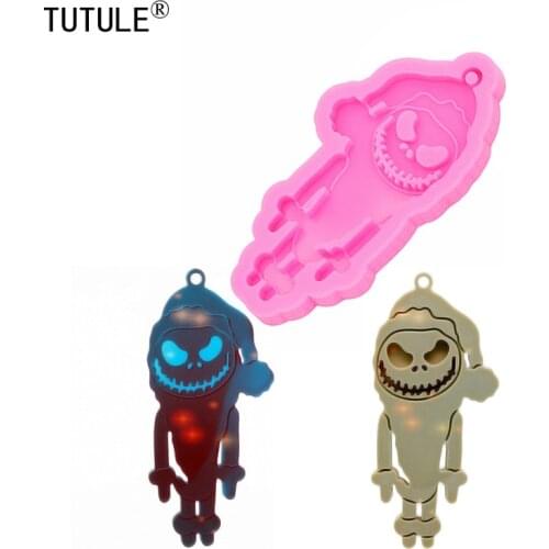 Shiny Skull Santa Silicone Mold,Skeleton Earrings Flexible Mold,Skull Dangle Earring Epoxy Body Keychainfor Jewelry Making Mold