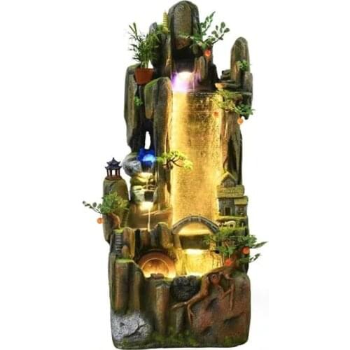 Large Floor Artificial Mountain and Fountain Living Room Balcony Entrance Decoration Landscape Water Curtain Wall Customizable