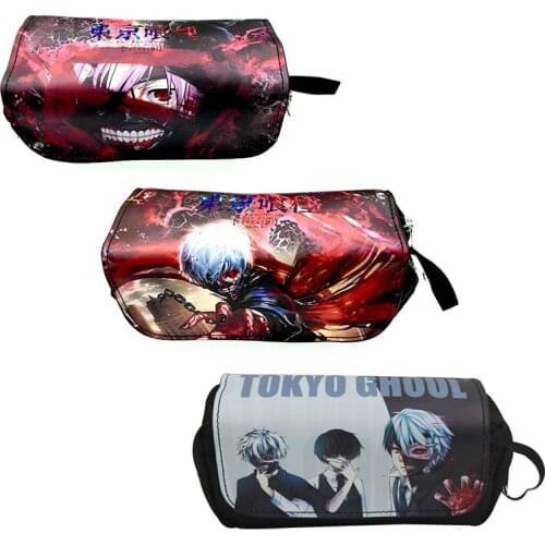 Tokyo Ghoul Anime Pencil Case Black Butler Double Zipper Pencil Case Kurokos Basketball Student Learning Stationery Box