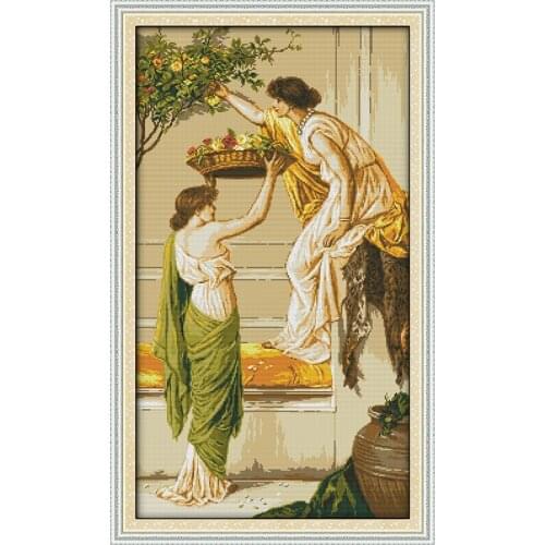 Flower women Cross Stitch Kits Handmade Decorative paintings Chinese Embroidery Needlework DMC Counted Cross-stitch set Gift