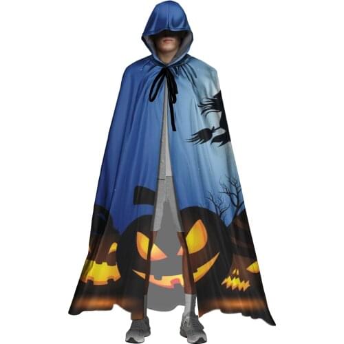HYCOOL Halloween Plus Size Clothes Pumpkin Pattern Customized Halloween Cloak Hooded Cape Men Halloween Costumes For Women Sexy