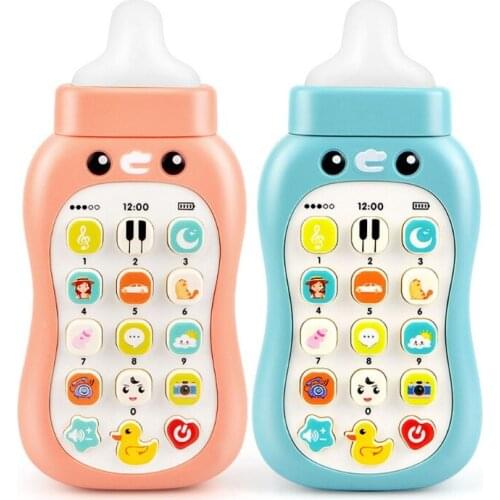 Intelligent Education Cell Phone Musical Bottle Toy, Baby Nibble Pacifier Simulation Bottle for 1+ Years Old Boys Girls A2UB