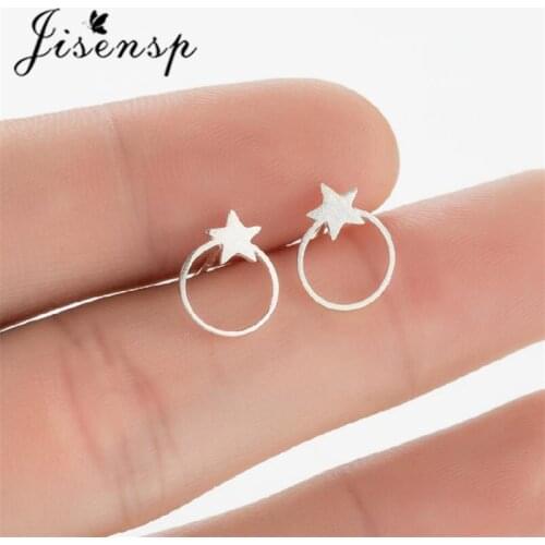 Jisensp Hollow Round Star Stud Earrings Simple Creative Jewelry for Women 925 Sterling Silver Earrings Birthday Party Gift 2021