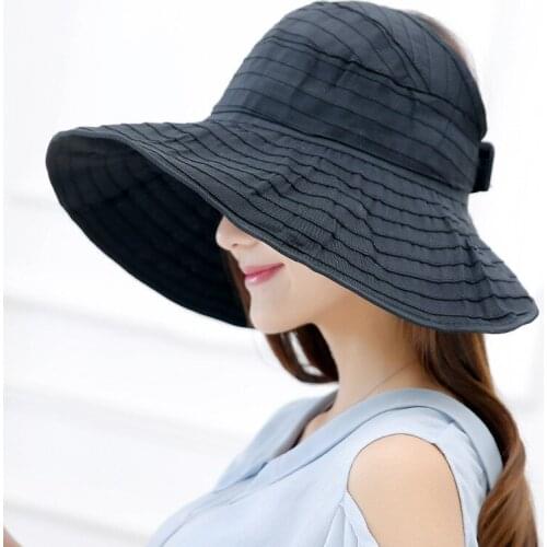 Women Packable Crushable Roll Up Wide Brim Sun Visor Beach Hat Large Brim Hat Summer Ladies Sun Vacation Empty Top Caps