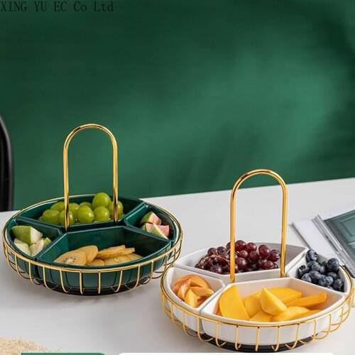 Creative Rotatable Ceramic Fruit Tray Household Dining Table Dry Fruit Tray Living Room Coffee Table Assortment Snack Tray