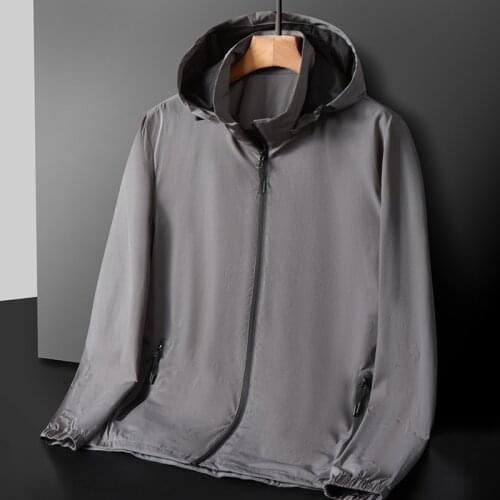 Outdoor Sports Sunscreen Large Size MenS Ice Silk Korean Summer Breathable Skin Suit Fishing Sunscreen Hooded Jacket Boy Coat