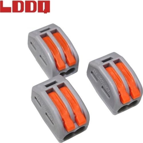 LDDQ 100pcs Connector PCT212 Universal Compact Wire Connector Conductor 2 pin Terminal Block with Lever Wiring Connector