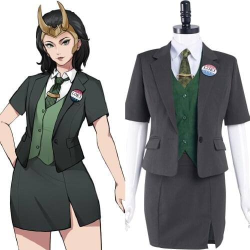 Loki Cosplay Costume Women Uniform Skirt Outfits Halloween Carnival Suit