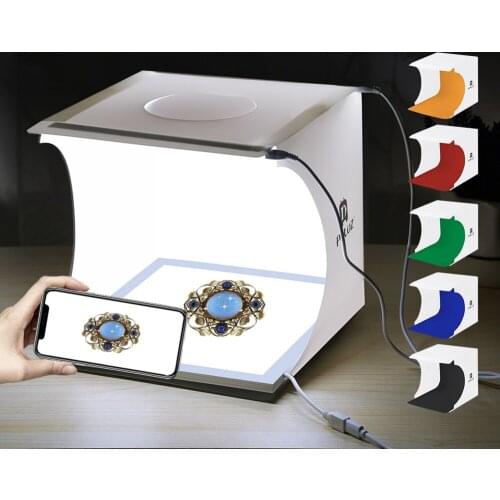 PULUZ 23cm Mini Folding Studio Diffuse Soft Box Kit With Shadowless Bottom Light Panels Mini Studio Lighting Box Tent