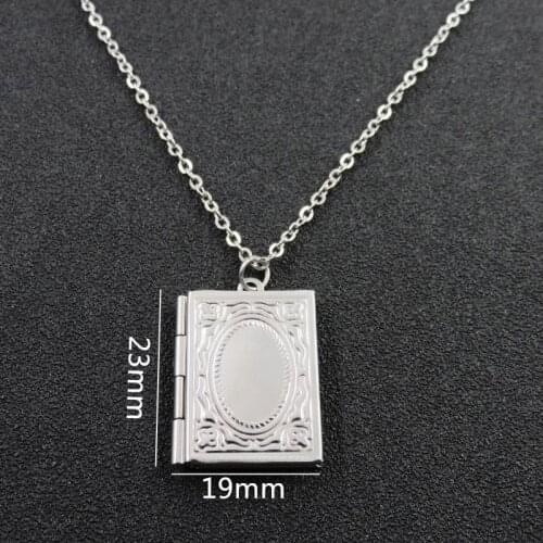Can Open Book Mark photo frame jewelry Fashion Book Pendant Necklace Women Jewelry Accessories