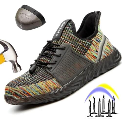 Men Shoes Summer Safety Shoes Steel Toe Work Boots Anti-Smashing Anti-Puncture Lightweight Breathable Men Women Sneakers 2021