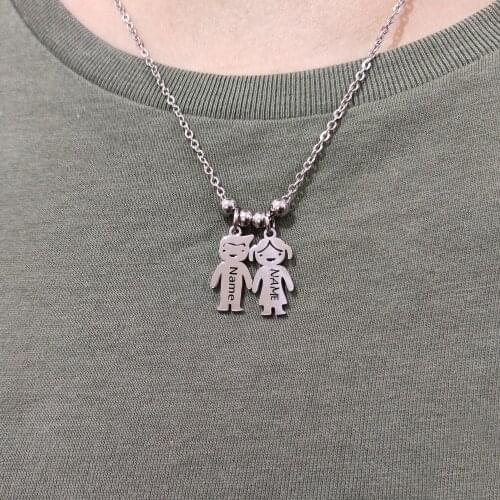 Custom Can Choose Baby Girl Boy Necklace Engraved Name Birthday Stainless Steel Personalized Necklaces For Family Gifts