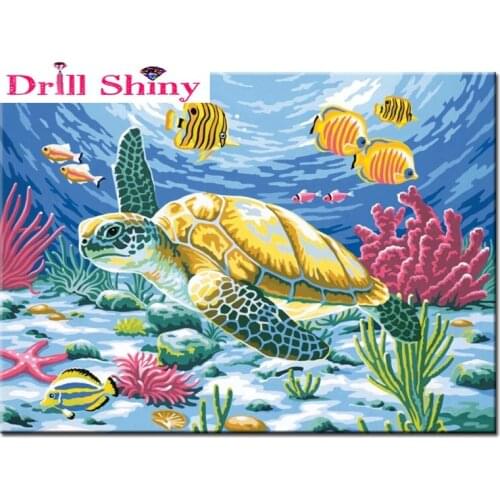 5DDIY diamond inlaid diamond painting cross stitch turtle kit diamond embroidery square drill home decoration