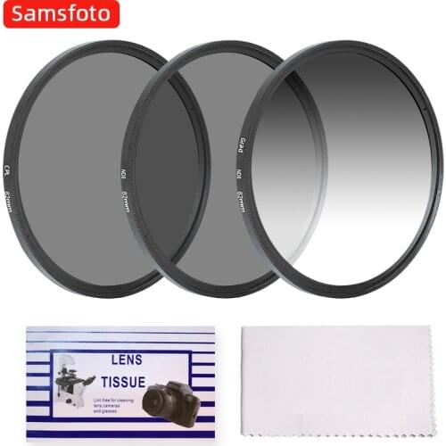 Lens Filter Kit: Cloth, Tissue, CPL Polarizer, ND8 + Graduated Neutral Gray 40.5mm 49mm 52mm 55mm 58mm 62mm 67mm 72mm