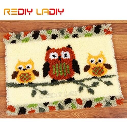 Latch Hook Kits Make Your Own Rug Owl Family Tapestry Crochet Cushion Mat DIY Carpet Rug Set Pre-Printed Canvas Hobby & Crafts